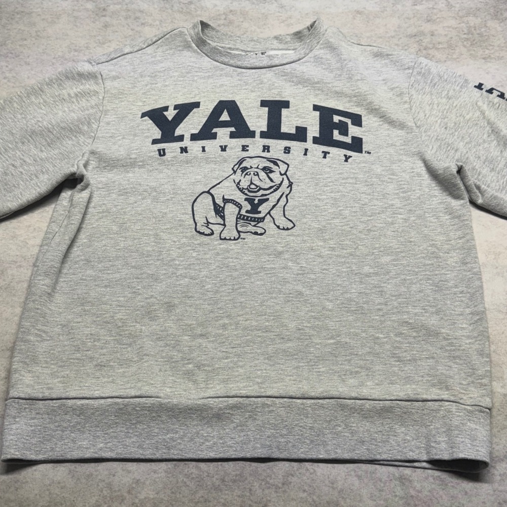 Yale University Bulldog Graphic Crewneck Mens Large Gray Sleeve Print Sweatshirt - Picture 3 of 9